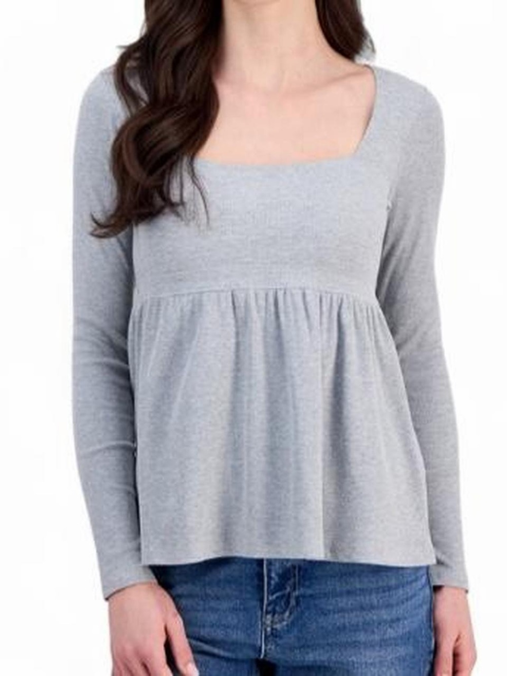 Juniors' Long Sleeve Ribbed Babydoll Top Size L BNWT